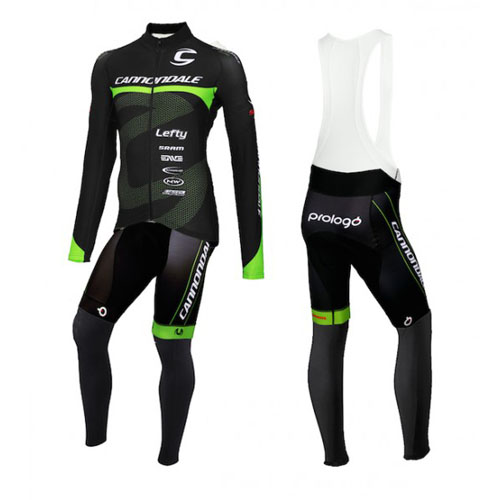 2016 Maillot Cannondale Tirantes Mangas Largas Negro Y verde